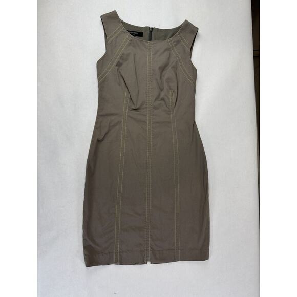 Nine West BodyCon Dress Neutral Boho Office Size 2 Brown Workwear Minimalist - Picture 3 of 8